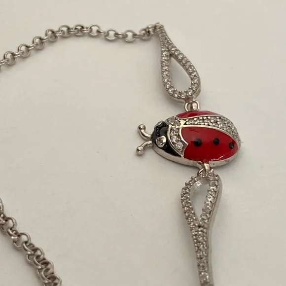 🐞 925 Silver ladybug cz stones bracelet 🐞